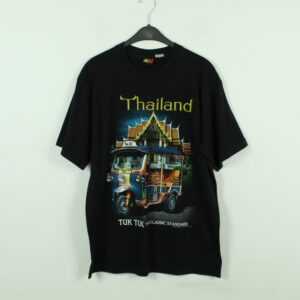 Vintage Thailand 90S Souvenir T-Shirt Mit Print, Größe L, Illustration, Schwarz | Kk/21/07/059