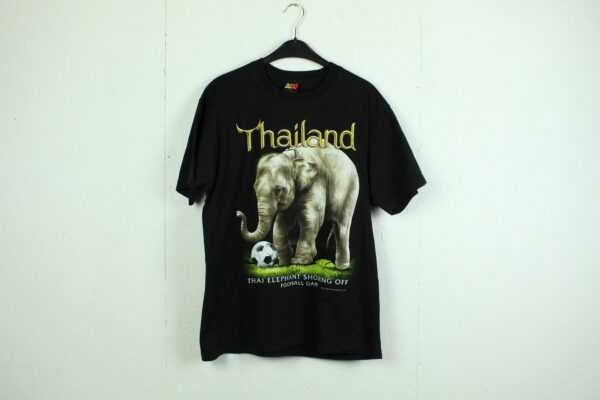 Vintage Thailand 90S T-Shirt Mit Elefanten Print, Größe L, 90Er, Asien, Tempel, Illustration | Kk/21/04/037