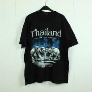 Vintage Thailand 90S T-Shirt Mit Elefanten Print, Größe Xl, 90Er, Asien, Tempel, Illustration | Kk/21/04/038
