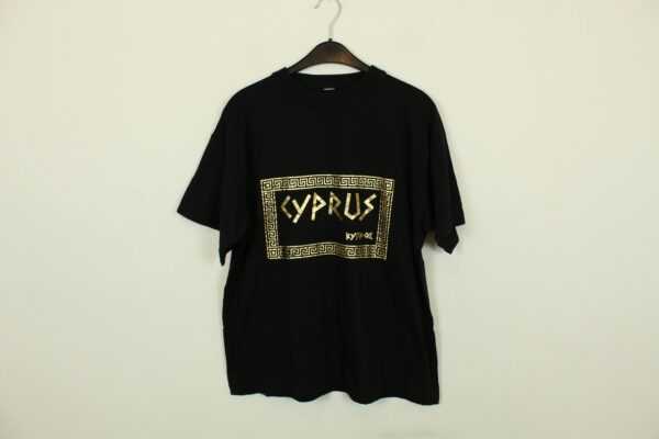 Vintage Zypern 90S Souvenir T-Shirt Mit Print, Größe L, Schwarz | Kk/21/06/504/515
