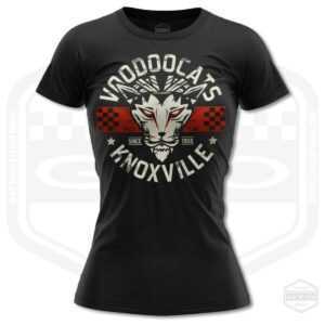 Voodoocats Racing Team Knoxville Damen T-Shirt Schwarz | S-2xl Made in Usa By Gto Clothing Musclecar Speedway Zahnrad-Kopf Drag-Rac
