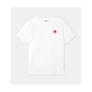 Weißes Oversize T-Shirt Mit Logo-Print in Altrosa, Handgefertigt Portugal Aus Feinster Bio-Baumwolle