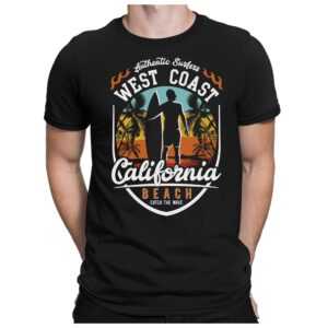 West Coast California Surfing - Herren Fun T-Shirt Bedruckt Small Bis 4xl Papayana