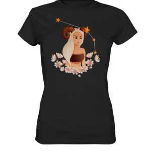 Widder Sternzeichen Astrologie Tierkreiszeichen Hörner Widderkopf T Shirt T-Shirt Tshirt Damen Frauen Premium