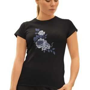 Wildblumen T-Shirt Frau Damen Botanisch Grafik Femme Leopard