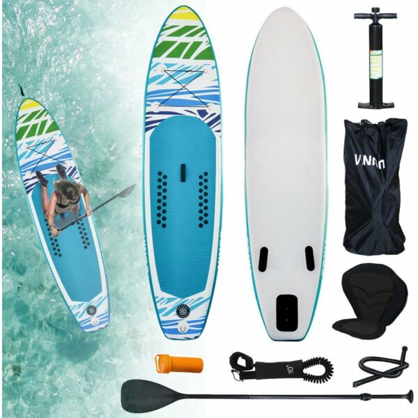 Wolketon SUP Board,Surfboard Aufblasbar Stand Up paddle 330cm, Rucksack - Paddling Board Grün und weiß Mit Sitz