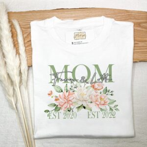 12 Blumen Bouquets | Mama Mom T-Shirt Mit Name Jahr Kinder Statementshirt Shirt Of One Two Geburtsgeschenk Muttertagsgeschenk