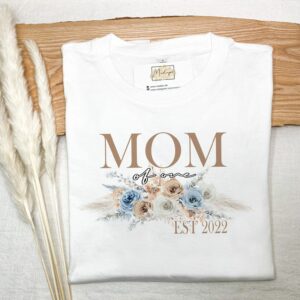 12 Blumen Bouquets | Mama Mom T-Shirt Mit Namen Jahr Kindernamen Statementshirt Shirt Of One Two Boho Schick Muttertagsgeschenk