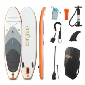CHILLROI SUP Board Set Stand Up Paddle aufblasbar Surfboard 297 cm Paddling SUP weiß