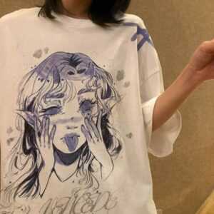 Damen Oversize T-Shirt | Kawaii Tops T-Shirt, Kurzarm
