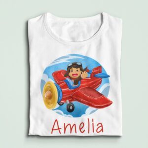 Flugzeug T-Shirt, Geburtstagshirt, Geschenk Für Kinder, Mädchen, Individuelle Shirt, Personalisiert, Schulkind, Kindergarten