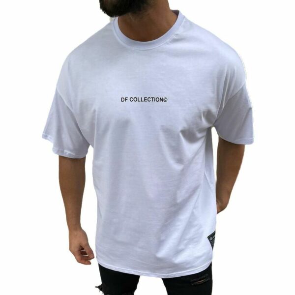 Herren T-Shirt Oversize Shirt ' DF COLLECTION' Long-Shirt Tee Sommer Shirt Modern Mode Fashion für Herren 2XL Weiß