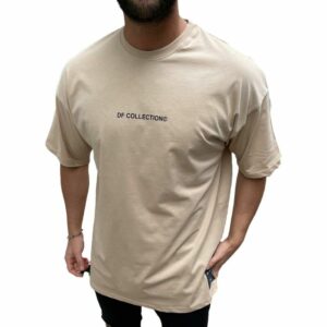Herren T-Shirt Oversize Shirt ' DF COLLECTION' Long-Shirt Tee Sommer Shirt Modern Mode Fashion für Herren S Beige