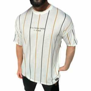 Herren T-Shirt Oversize Shirt Long-Shirt Tee Sommer Shirt Gestreift Modern Mode Fashion M Schwarz-Braun