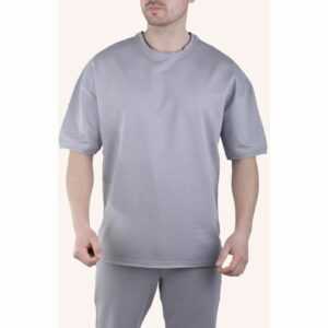 Herren T-Shirt Oversize Sommer Shirt Long-Tee Basic Shirt Premium TS5011 M Grau - Megaman