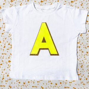 Initial Kinder T-Shirt - Personalisiert Neon & Glitzerfarbener Buchstabe