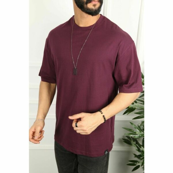 Oversize Herren T-Shirt Long-Tee Basic Shirt Longshirt Premium Qualität Tops Kurzarm Fashion S Lila