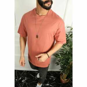 Oversize Herren T-Shirt Long-Tee Basic Shirt Longshirt Premium Qualität Tops Kurzarm Fashion S Rosa