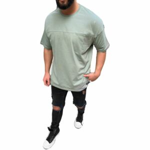 Oversize Herren T-Shirt mit Tasche Long-Tee Basic Shirt Longshirt Premium Qualität Tops Kurzarm Fashion M Olivengrün - Megaman