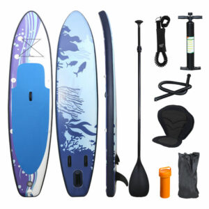 SUP Board Surfboard Aufblasbar Stand Up Paddle Boards 320*76*15cm, Rucksack - Paddling Board Blau und weiß Mit Sitz - Tolletour