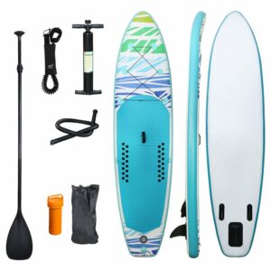 SUP Board Surfboard Aufblasbar Stand Up Paddle Boards 320*76*15cm, Rucksack - Paddling Board Grün und weiß - Tolletour