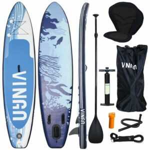SUP Board,Surfboard Aufblasbar Stand Up paddle 305cm, Rucksack - Paddling Board Blau und weiß Mit Sitz - Vingo