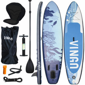 SUP Board,Surfboard Aufblasbar Stand Up paddle 330cm, Rucksack - Paddling Board Blau und weiß Mit Sitz - Vingo