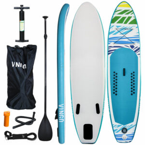 Swanew - SUP Board,Surfboard Aufblasbar Stand Up paddle 330cm, Rucksack - Paddling Board Grün und weiß
