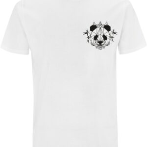 T-Shirt Herren Panda Und Bambus Weiß