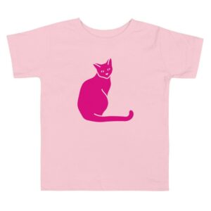 T-Shirt Mit Katze in Pink|Kleines Rosa Katzen-Design|Girls Cute Cat Top|T-Shirt Katzen-Print|Shirt For Lovers||Katzenshirt Für Kinde