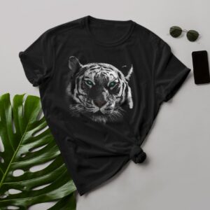 Tiger Shirt, Big Cat Weißes T-Shirt, Starkes Katzenshirt, Geschenk Für Freunde