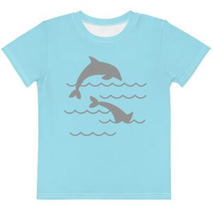 Türkis Delphine Kinder T-Shirt| Springendes Delphin-Shirt| Delphin-Liebhaber-Shirt| T-Shirt Mit Delphin-Design| Schönes Türkises Shirt