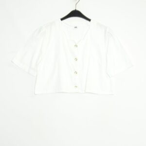 Upcycling T-Shirt Weiß L | Crop Top Cropped T-Shirt Shirt Sommer Outfit Vintage Style 70Er 80Er 90Er