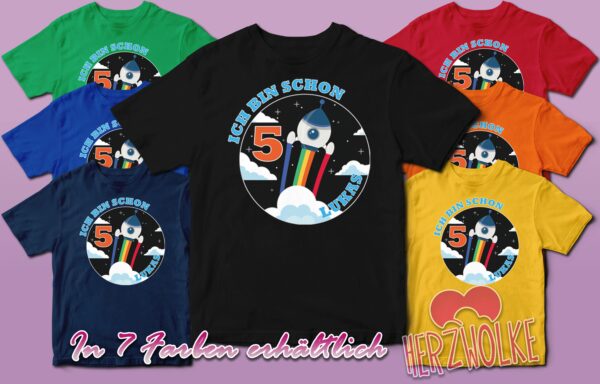 Weltraum Geburtstagsshirt 3. 4. 5. 6. 7. 8. 9. Geburtstag Jungen T-Shirt Name Kinder Jungs Weltall Personalisierbar | In 7 Farben Erhältlich