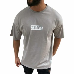 'What Ever' Oversize T-Shirt Herren Sommer Longtee Print Premium Qualität Basic Shirt Modern S Grau - Megaman