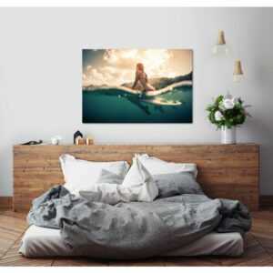 Frau auf Surfboard Wandbild in verschiedenen Größen - 143361632_AS_80x120cm_2019