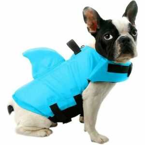 Hund Schwimmweste Sicherheitsweste Welpen Haustiere Rglable Badeanzug mit Haifischflosse (s, Blau) Ruikalucky