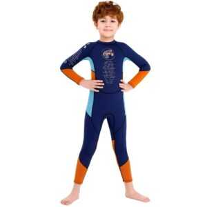 Jungen Neoprenanzug Langarm Tauchbadeanzug mit Sicherheitsreißverschluss Schnelltrockneter einteiliger Surfanzug für Wassersport