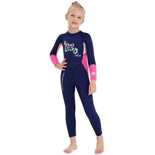 Mädchen Neoprenanzug Langarm Tauchbadeanzug mit Sicherheitsreißverschluss Schnelltrockneter einteiliger Surfanzug für Wassersport