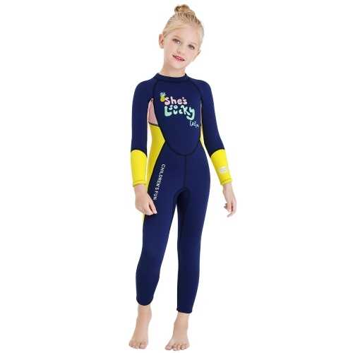 Mädchen Neoprenanzug Langarm Tauchbadeanzug mit Sicherheitsreißverschluss Schnelltrockneter einteiliger Surfanzug für Wassersport