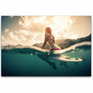 Sinus Art - Frau auf Surfboard Wandbild in verschiedenen Größen - 143361632_AS_150x100cm_2019