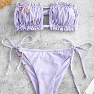 ZAFUL Bandeau Bikini Badebekleidung mit Marmordruck S Helles lila