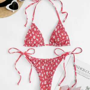ZAFUL Ditsydruck Kittel Schnur Bikini Badebekleidung M Rot
