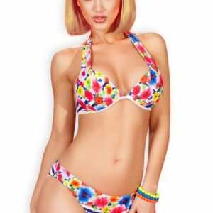 Chilirose Triangel-Bikini "Sensationeller, bunter Triangel Bikini mit floralem und gestreiftem Muster von Chilirose"