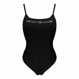 Emporio Armani Badeanzug "Light Logo", mit großem, silber glänzendem Markenschriftzug auf der Brust