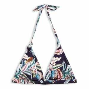 Esprit Triangel-Bikini-Top "Recycelt: Neckholder mit Tropical-Print"