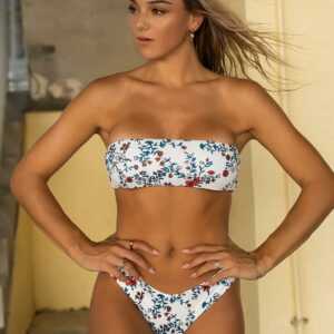 Jessica Stockstill x ZAFUL Hummingbird Blumen Bandeau Bikini Badebekleidung mit Schnürung M Multi a