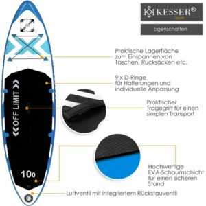 KESSER SUP-Board, Stand Up Paddleboard Aufblasbar Set Premium Surfboard Wassersport 6 Zoll Dick Komplettes Zubehör 130kg