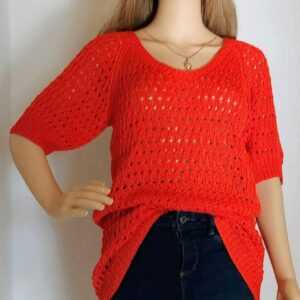 Knitted T-Shirt, Knitted Women's Blouse, Gestricktes Damen-T-Shirt, Damen-strickbluse