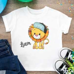 Löwen T Shirt, Jungen Shirt Name Frei Wählbar, T-Shirt Personalisiert, Geschenk , Kindershirt Mit Löwen